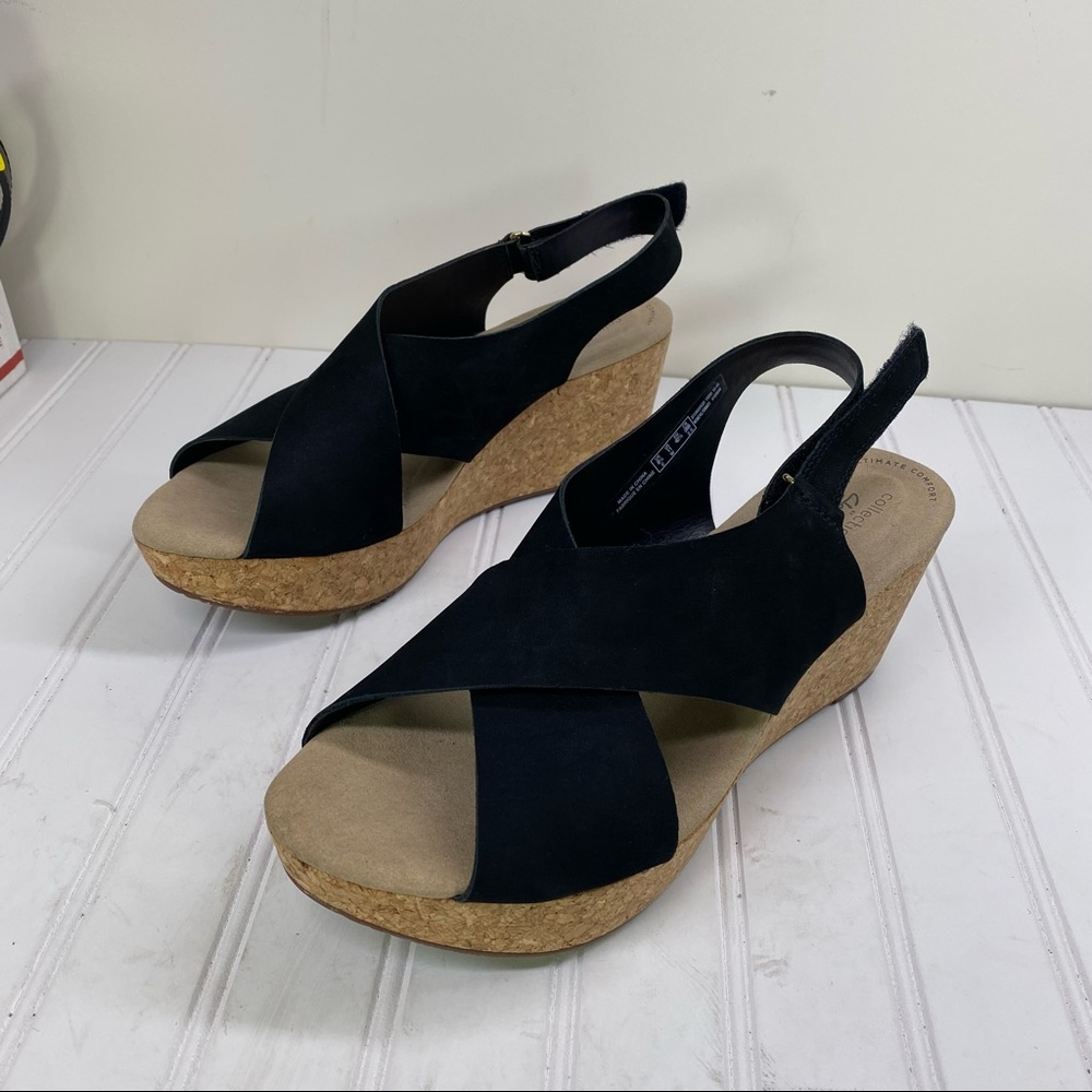 Clarks Collection Black Suede Platform Wedges - image 5